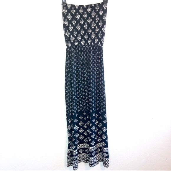 5th & Love Black White Boho Maxi Dress Size Small - Picture 1 of 6